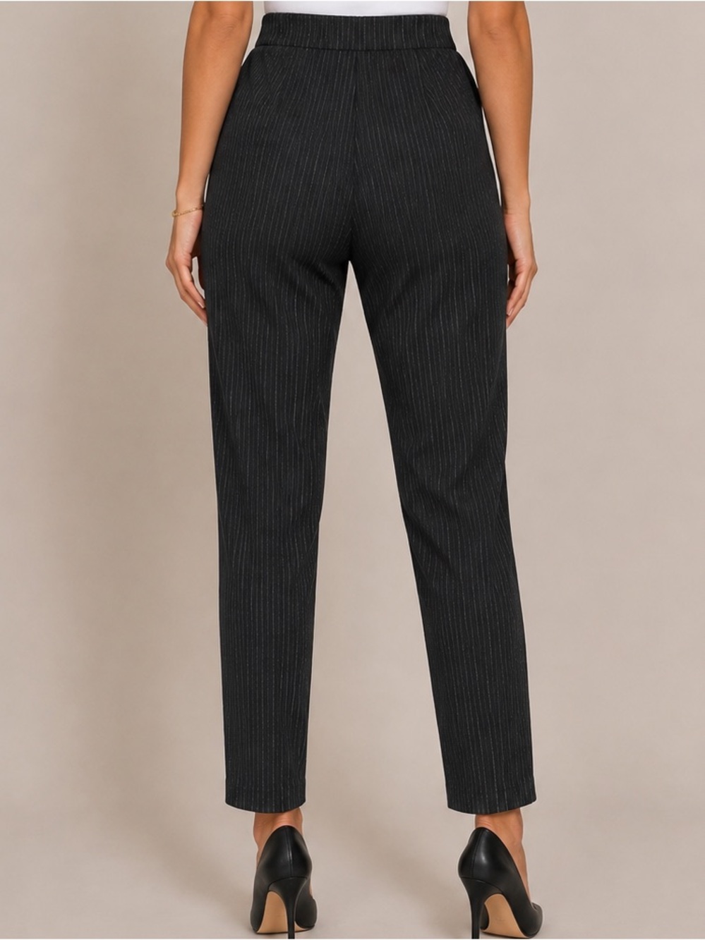 Max Studio Black Pinstripe Trousers - Picture 2 of 5
